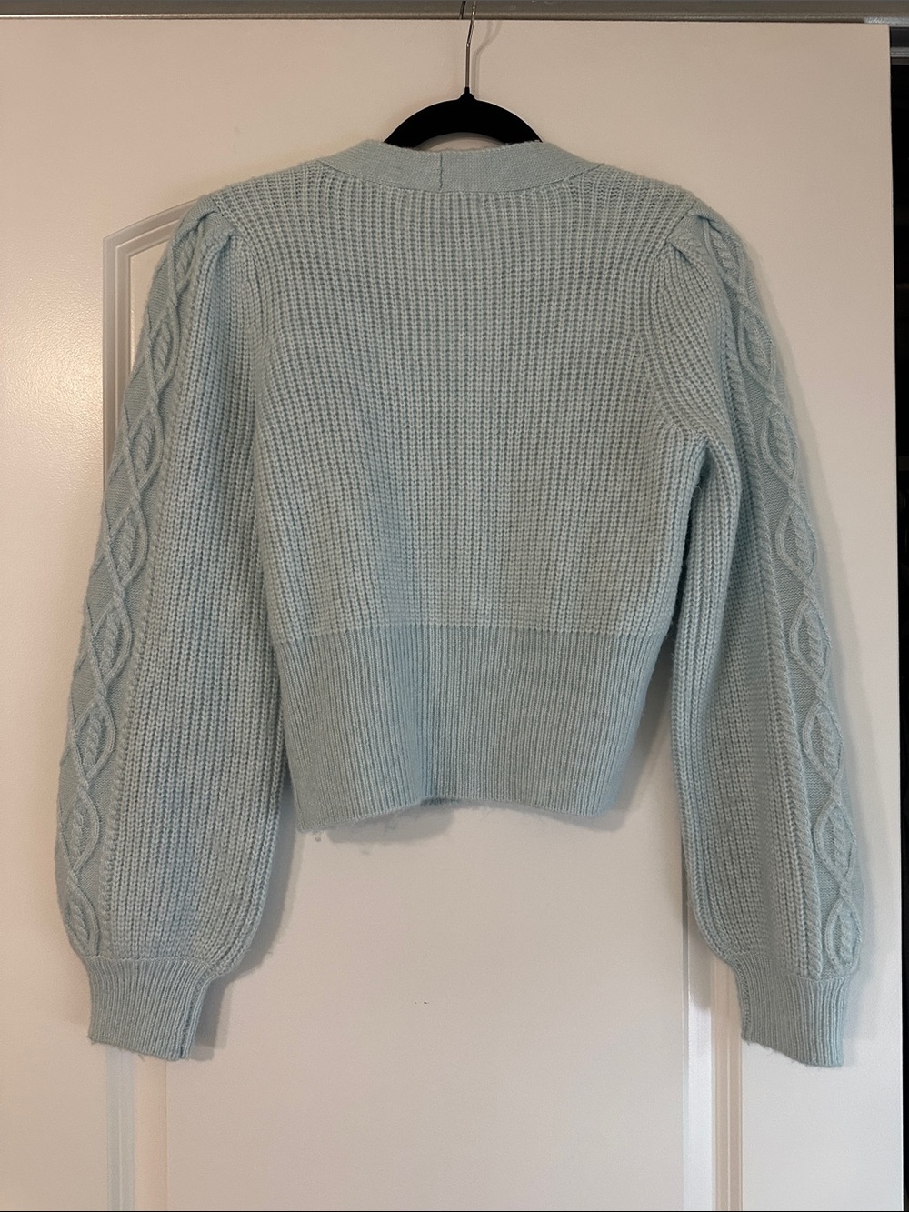 Design History Pale Blue Cropped Cable-Sleeve Cardigan - Picture 2 of 2